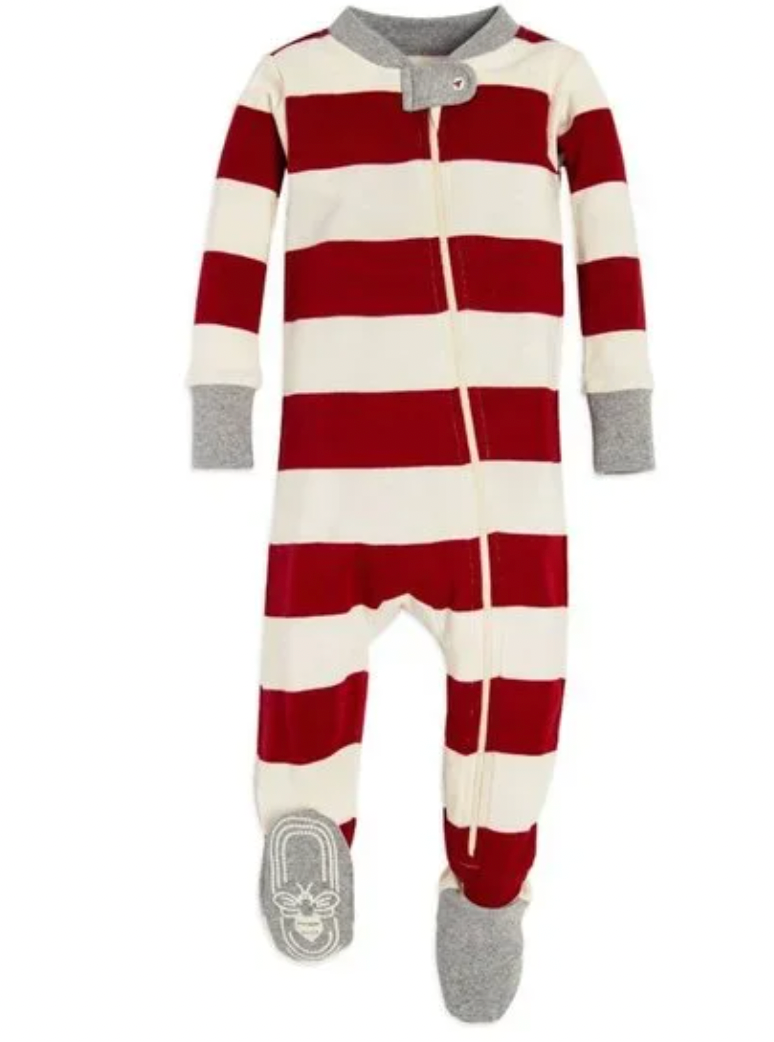 Burt's Bees Organic Footed Sleeper (Red Rugby Stripe)