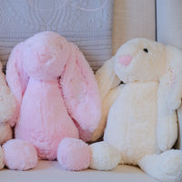 Monogrammed Stuffed Bunnies for Babies - in Pink and Oatmeal Color