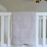 Full Name Monogrammed Gray Baby Quilt