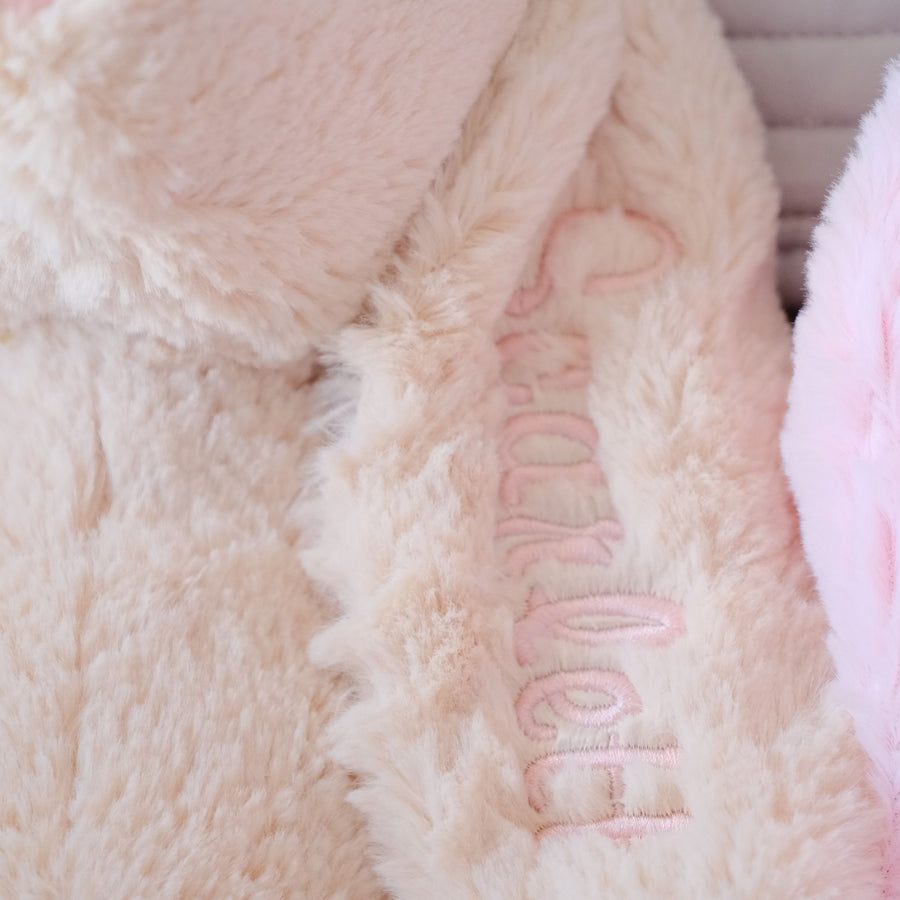 Pink Monogrammed Stuffed Bunnies for Babies - Monogrammed Font Color in Pink
