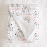 Boho Rainbow Baby Swaddle Blanket Aerial View